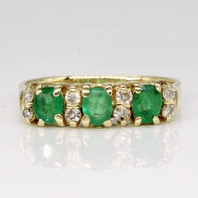 Emerald & Diamond Ring | 0.45ctw, 0.16ctw | SZ 6.5 | Handmade Details