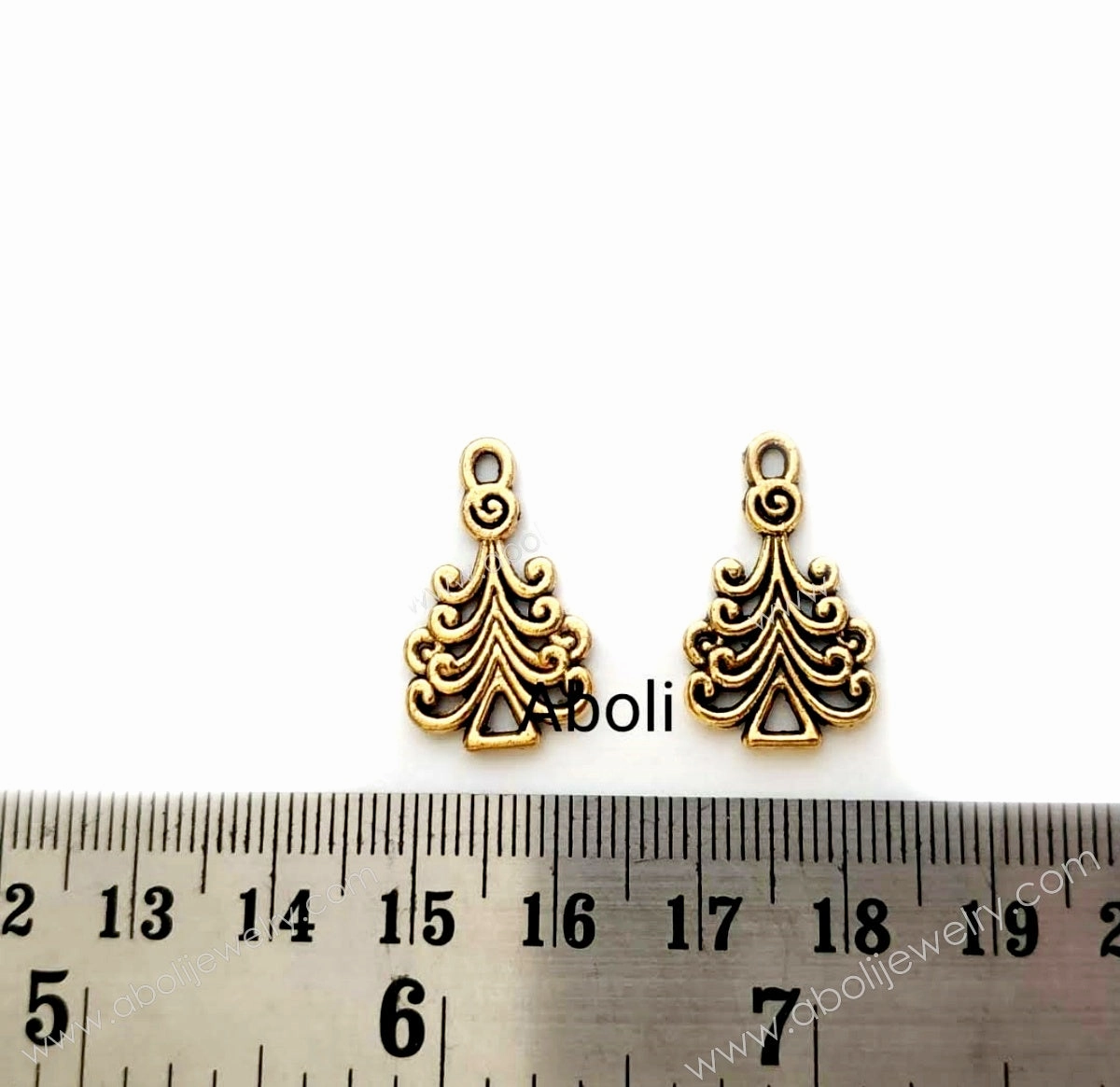 Exquisite Touch Golden Tree Charm triangular tree charm Christmas X'mas holidays theme CHMG38 2 charms