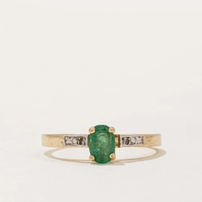 Evening Wear Ethereal Mood Oval Cut Emerald & Diamond Ring | 0.30ct, 0.01ctw | SZ 6.25 |