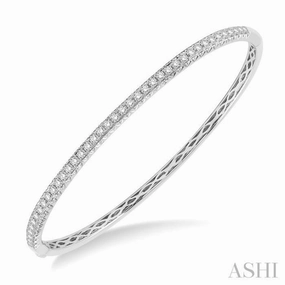 1 Ctw Round Cut Diamond Stackable Bangle in 14K White Gold Angelic Blends