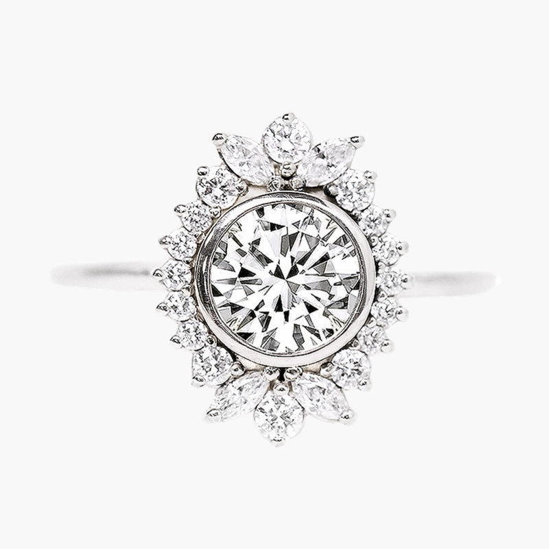 Round Lace Vintage Engagement Ring in Sterling Silver Dressy look Distinctive Touch Pieces