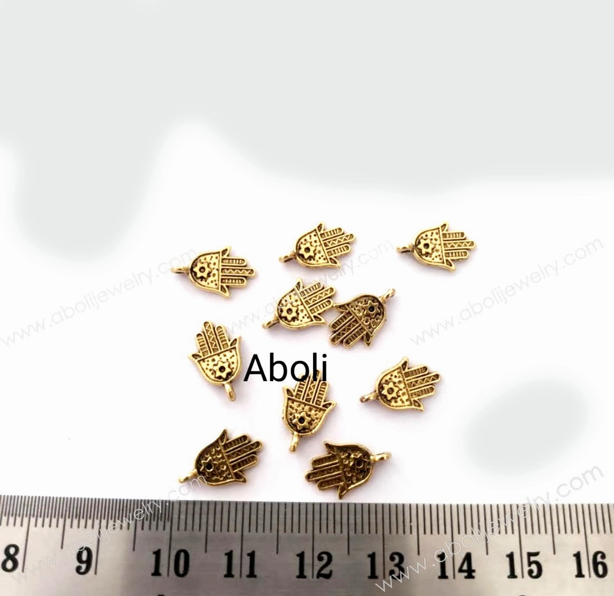 Trendy Sparkle Golden hamsa Charm ancient symbol protection strength power hand charms CHMG82 10 charms