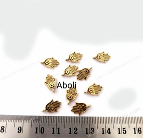 Trendy Sparkle Golden hamsa Charm ancient symbol protection strength power hand charms CHMG82 10 charms