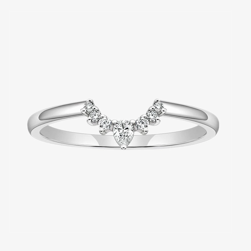 Sleek Design Crown V Shape Sterling Ring with CZ