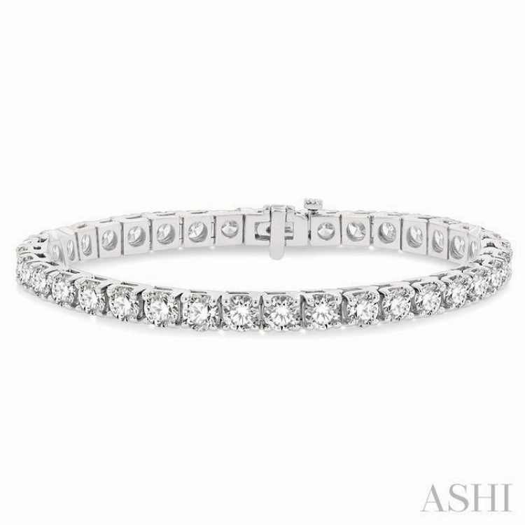12 Ctw Square Shape Round Cut Diamond Tennis Bracelet in 14K White Gold Expertly Made Smart Buy