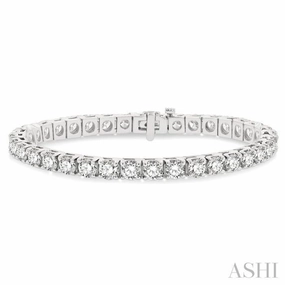 12 Ctw Square Shape Round Cut Diamond Tennis Bracelet in 14K White Gold Expertly Made Smart Buy