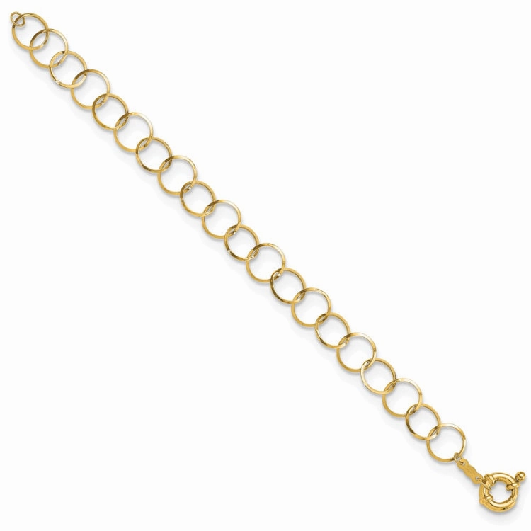 14K Polished Circle Chain 7.5 inch Bracelet Entire Amalgamations