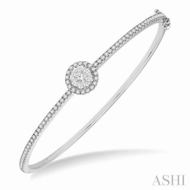 1 Ctw Circular Lovebright Round Cut Diamond Stackable Bangle in 14K White Gold Cutting edge Competitive Rate