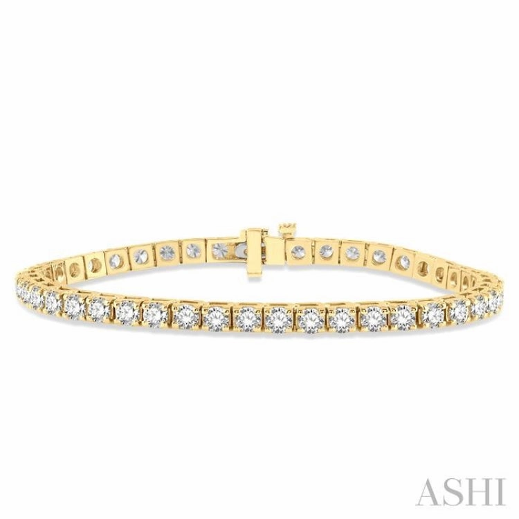 Subtle Sparkle Adjustable Feature 7 Ctw Square Shape Round Cut Diamond Tennis Bracelet in 14K Yellow Gold