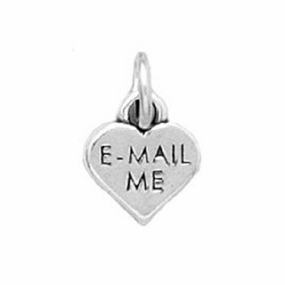 Heart Charm with E-MAIL ME Message Sterling Silver - Attachment Included Contemporary Edge Shining Design