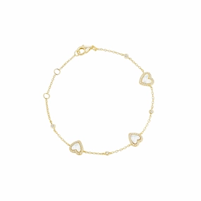 Instant Vision Practical Decision Heart Mother of Pearl Bracelet | Dainty Gold Bracelet