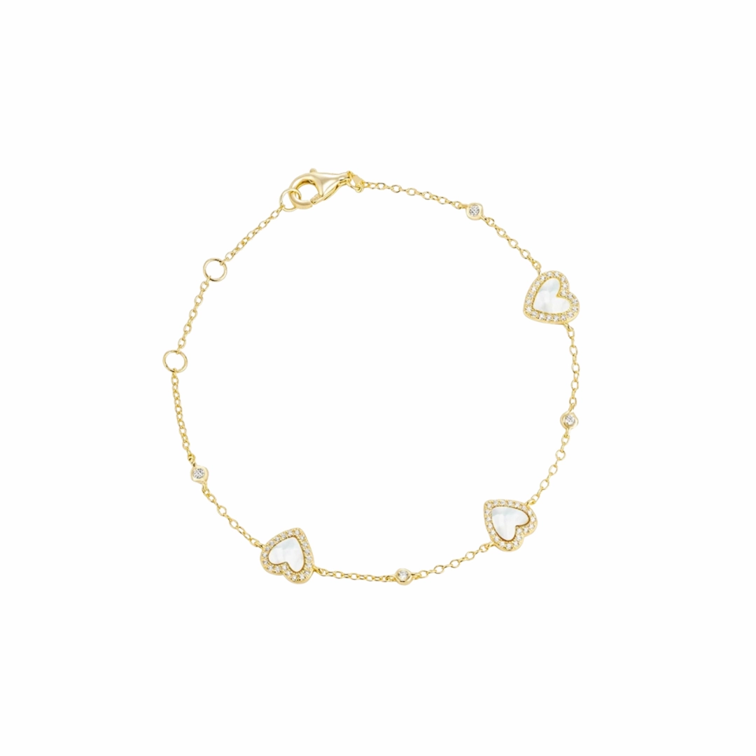 Instant Vision Practical Decision Heart Mother of Pearl Bracelet | Dainty Gold Bracelet