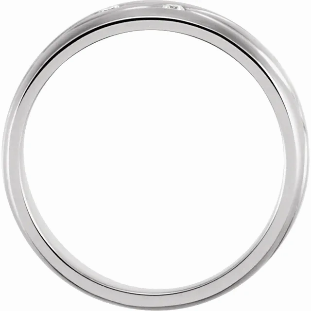 14K White 1/5 CTW Diamond Grooved 8 mm Band Size 7 Luxury Choice Fresh Accent
