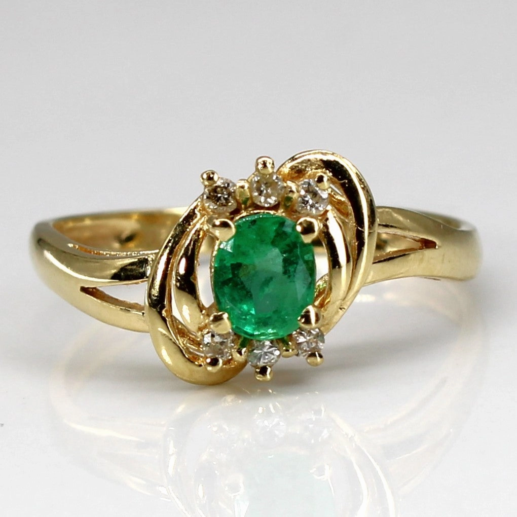 Emerald & Diamond Cocktail Ring | 0.30ct | 0.06ctw | SZ 6 | Elegant Form