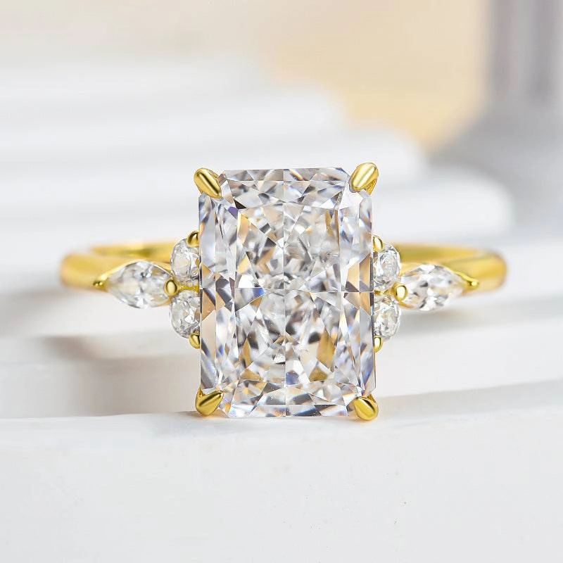 Noble Yellow Gold Crushed Ice Radiant Cut Engagement Ring Luxury Taste