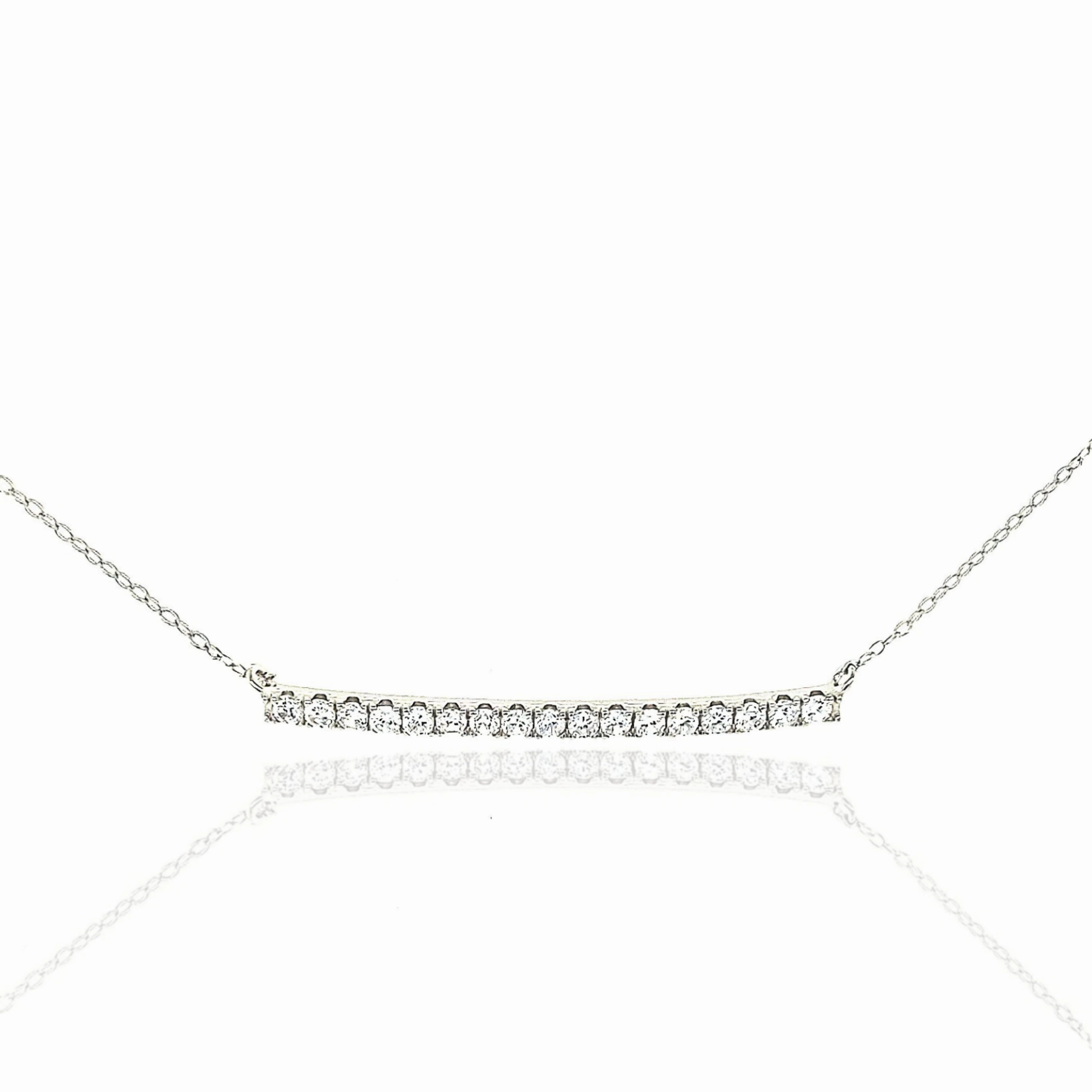 Sterling Silver One Row Bar Necklace Polished Lines Sculpted Detail