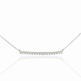 Sterling Silver One Row Bar Necklace Polished Lines Sculpted Detail
