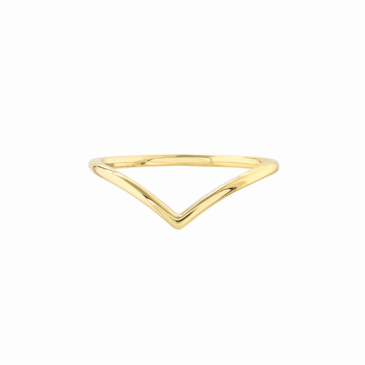 Refined Outline Sentimental Gift 14K Yellow Gold Chevron Ring