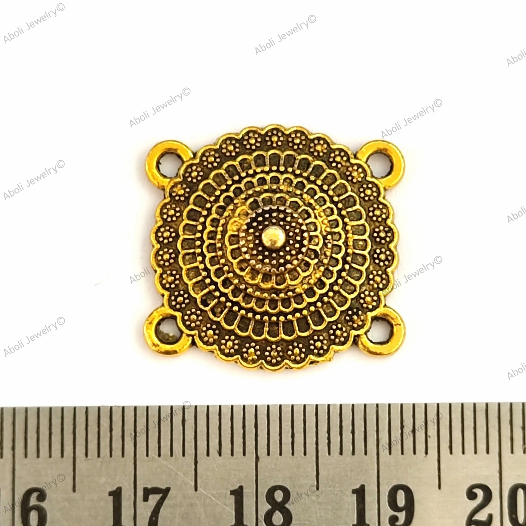 Golden conical circle connector four way Charm CHMG102 1 charm Vibrant Design