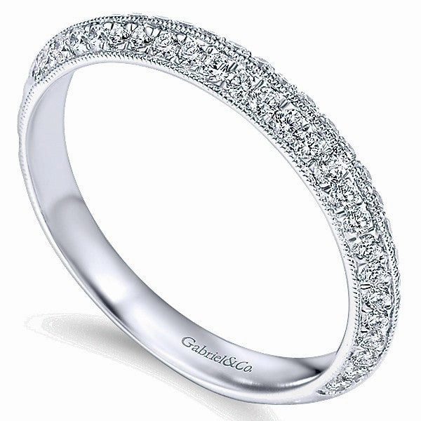 Double Row Angled Engraved Shank Diamond Band .34 Cttw 213B Warm Gift Unique Statement