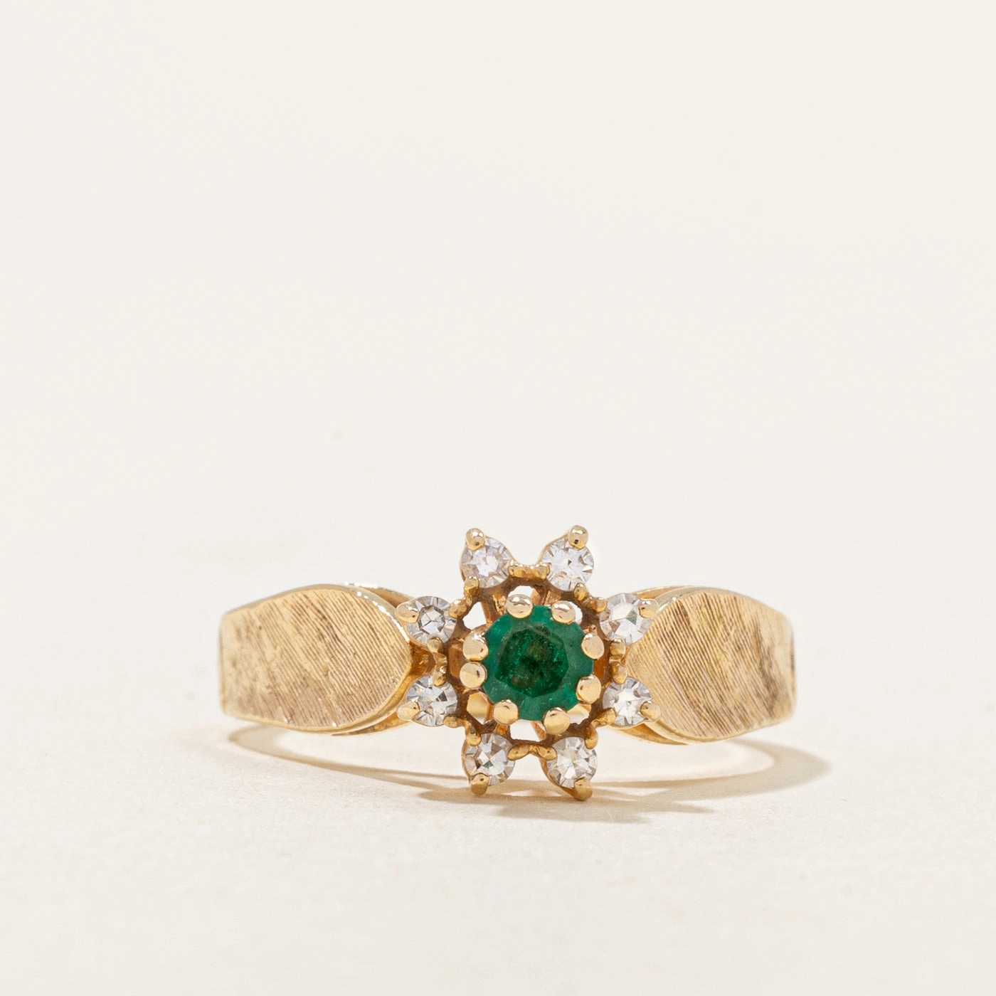 High Set Emerald & Diamond Ring | 0.20ct. 0.16ctw | SZ 6.25 | Flirty Accent Minimalist Accent