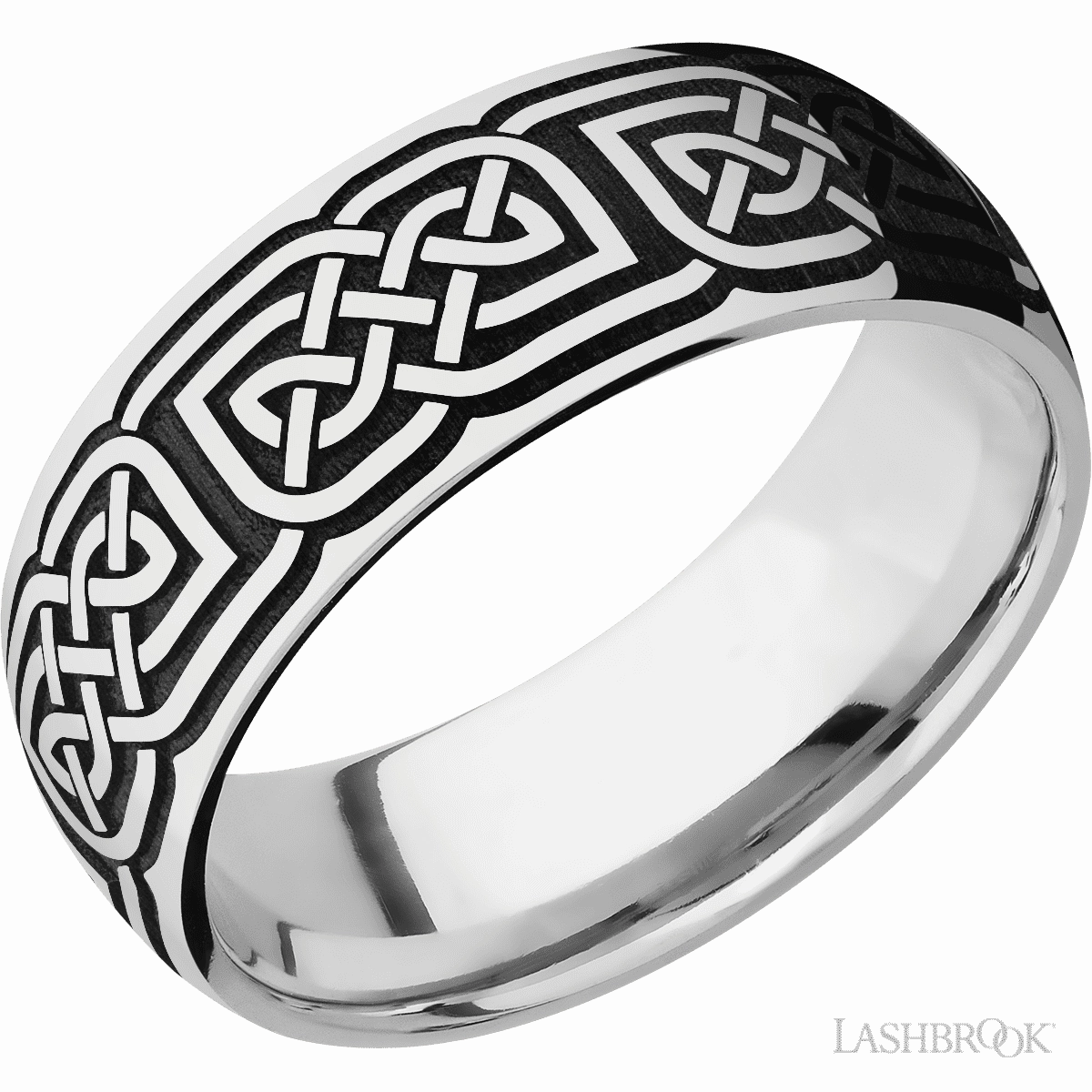 Luxury Detail Laser Carved Celtic Wedding Band Cobalt Chrome 8mm Wide