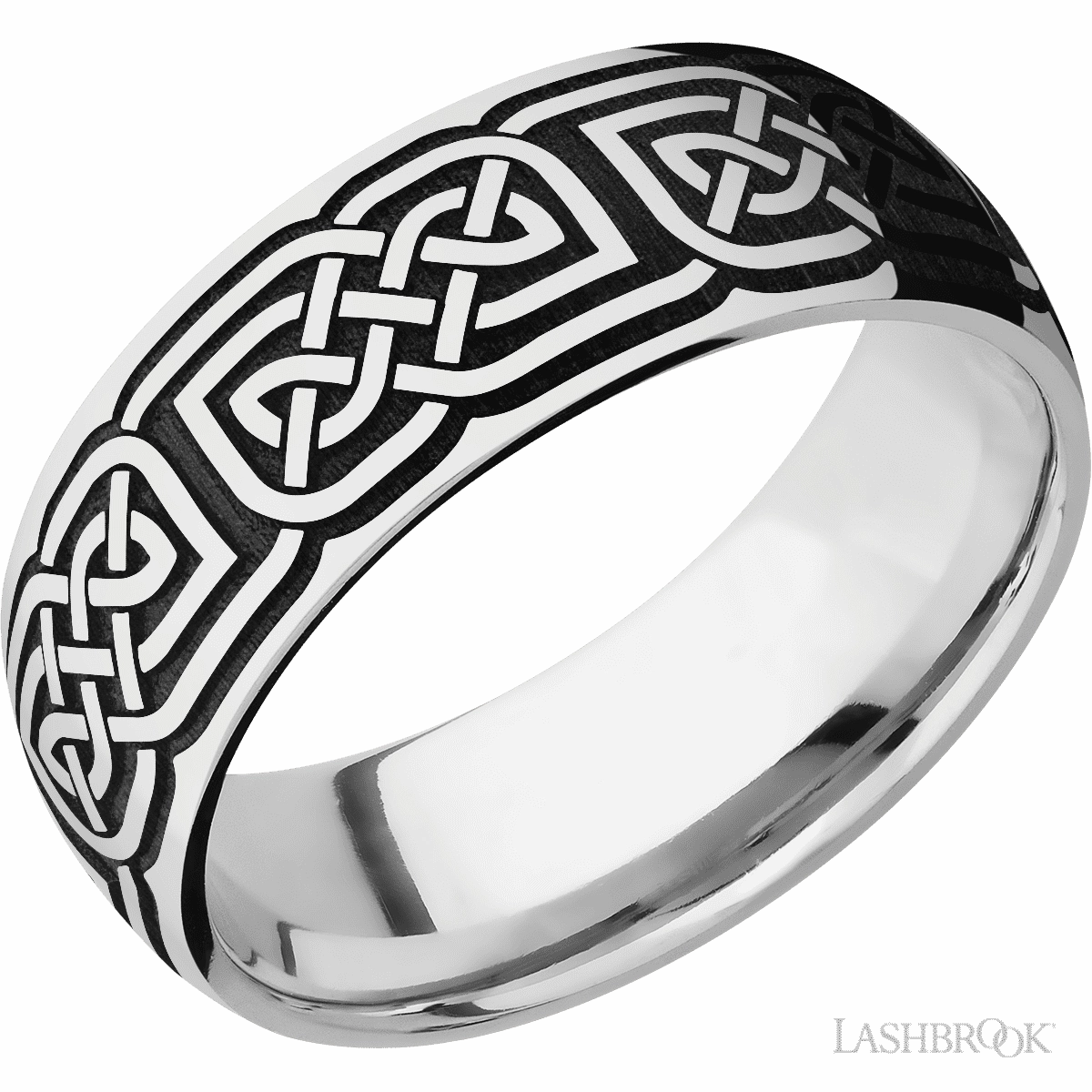 Refined Look Laser Carved Celtic Wedding Band Cobalt Chrome 8mm Wide