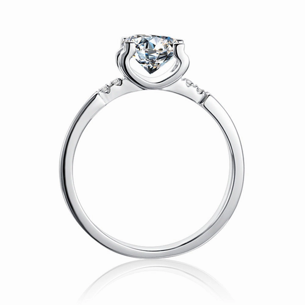 1 Carat Round Brilliant Straight Arm Ring | S925 | Moissanite Artisan Object