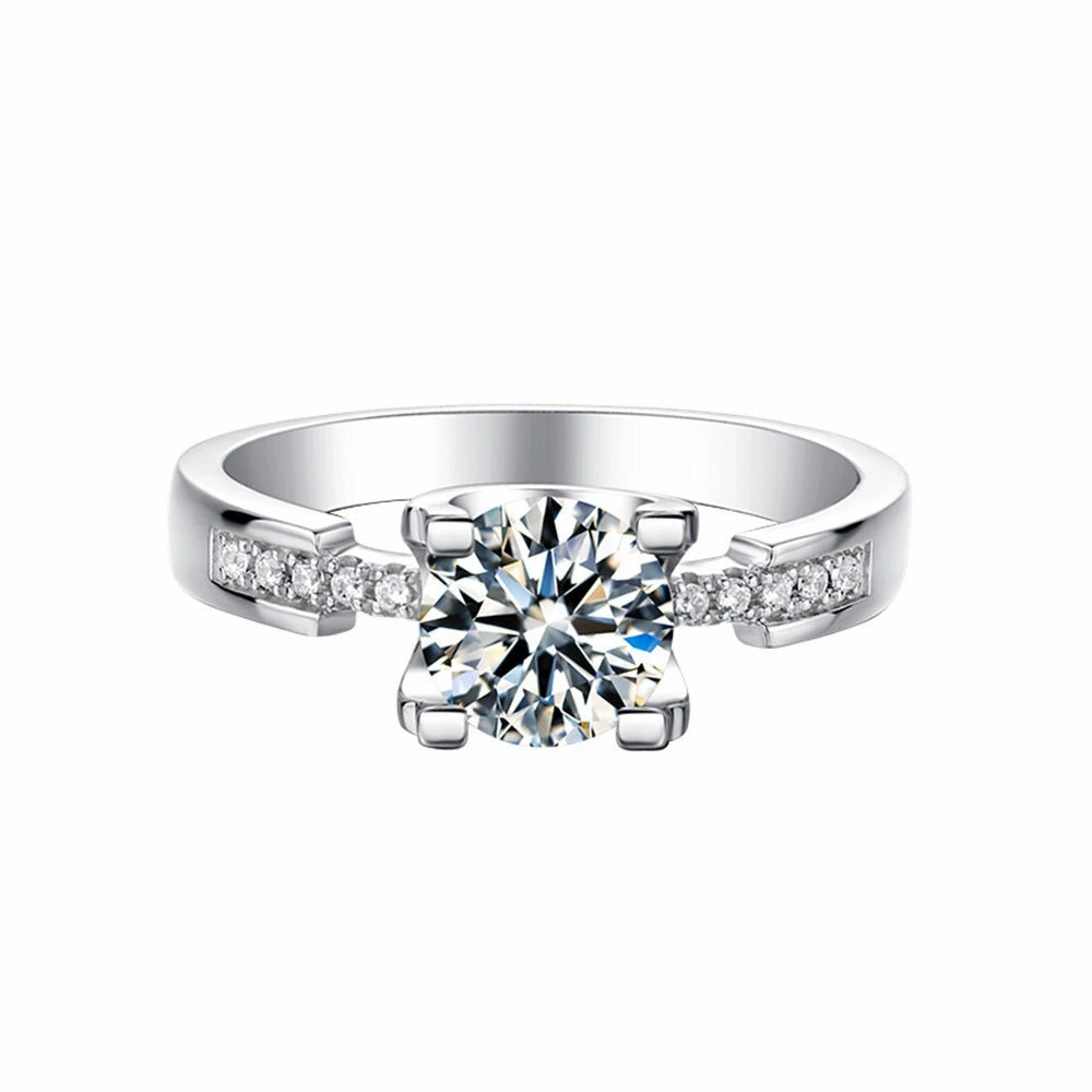Custom Adornment Classic Flow 1 Carat Round Brilliant Straight Arm Ring | S925 | Moissanite