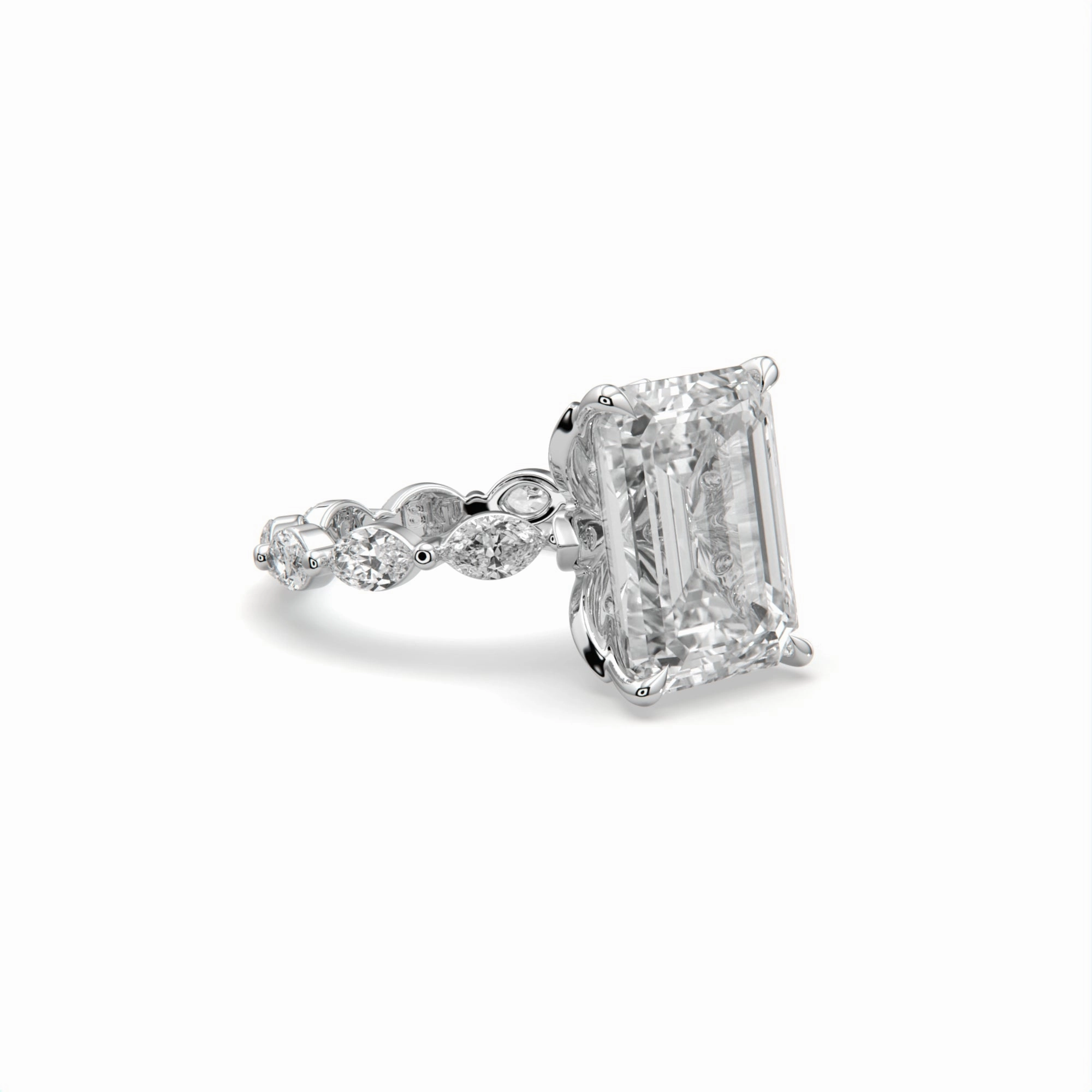 10CTW Emerald and Marquise Set Diamond Engagement Ring Artistic Piece Winter Fashion