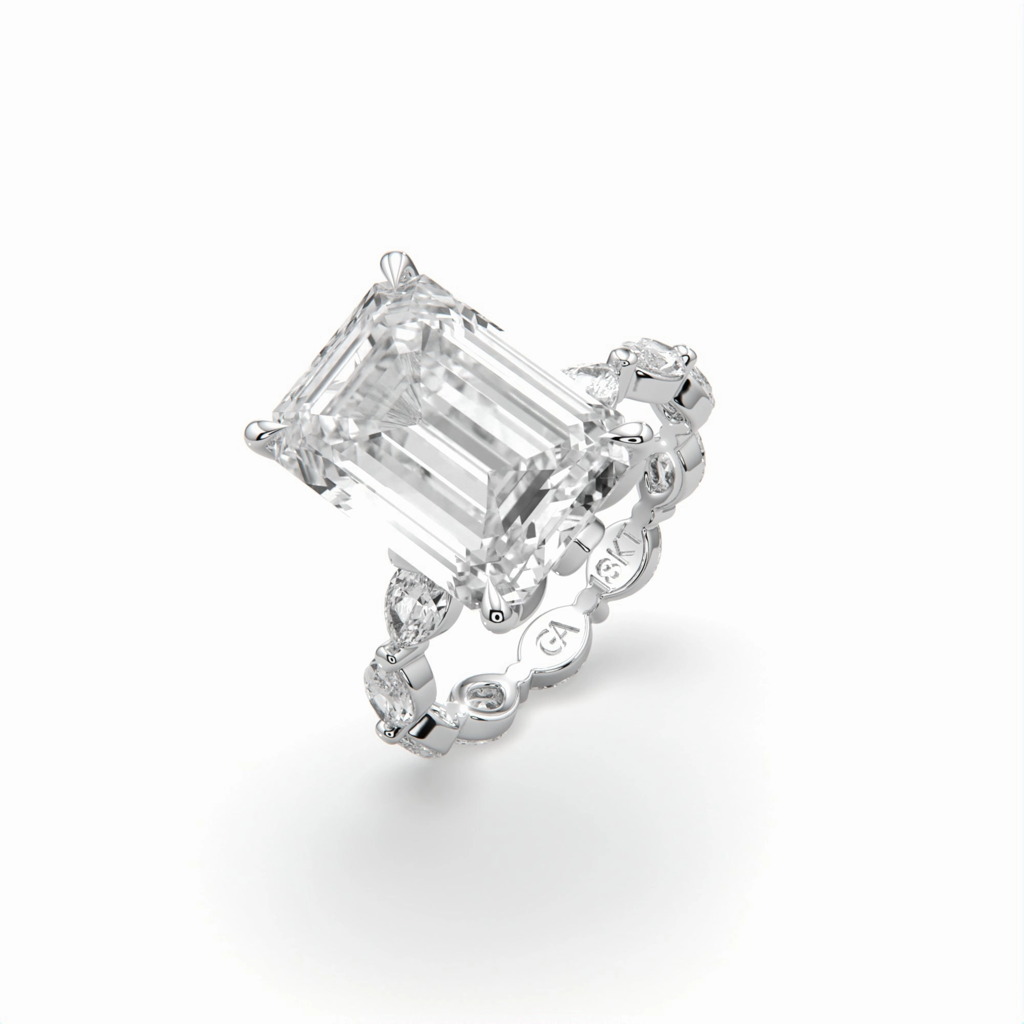 Love Token High-quality product 10CTW Emerald and Marquise Set Diamond Engagement Ring