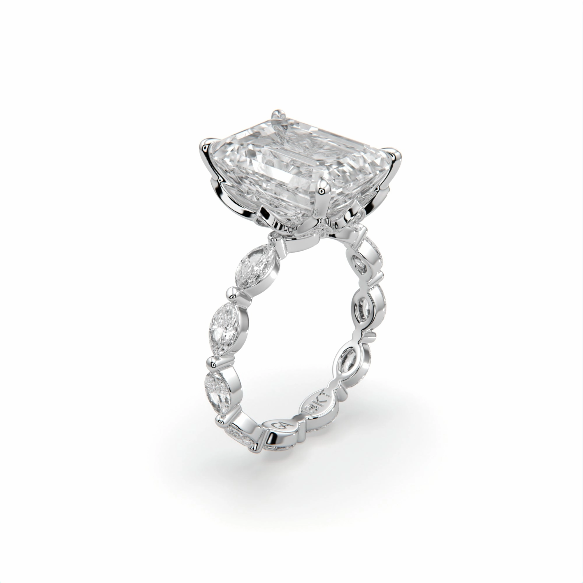 10CTW Emerald and Marquise Set Diamond Engagement Ring Customizable style Urban Chic