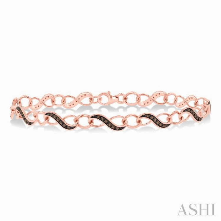 Ethnic Folklore 1/4 ctw Round cut Champagne Brown Diamond Infinity Bracelet in 10K Rose Gold
