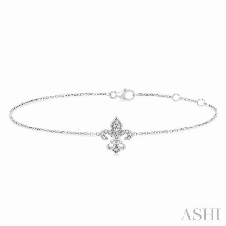 Optimal Fusions 1/20 Ctw Petite Fleur De Lis Round Cut Diamond Fashion Bracelet in 10K White Gold