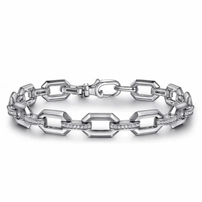 Sterling Silver White Sapphire Link Chain Tennis 7.5 Inch Bracelet Convenient Design Customizable Appearance