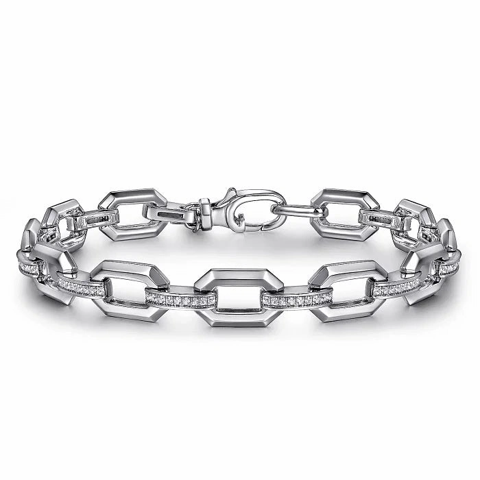 Sterling Silver White Sapphire Link Chain Tennis 7.5 Inch Bracelet Convenient Design Customizable Appearance
