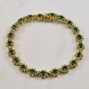 Emerald & Diamond Tennis Bracelet | 2.94ctw, 3.78ctw | 7.5" | All ages Polished Surface