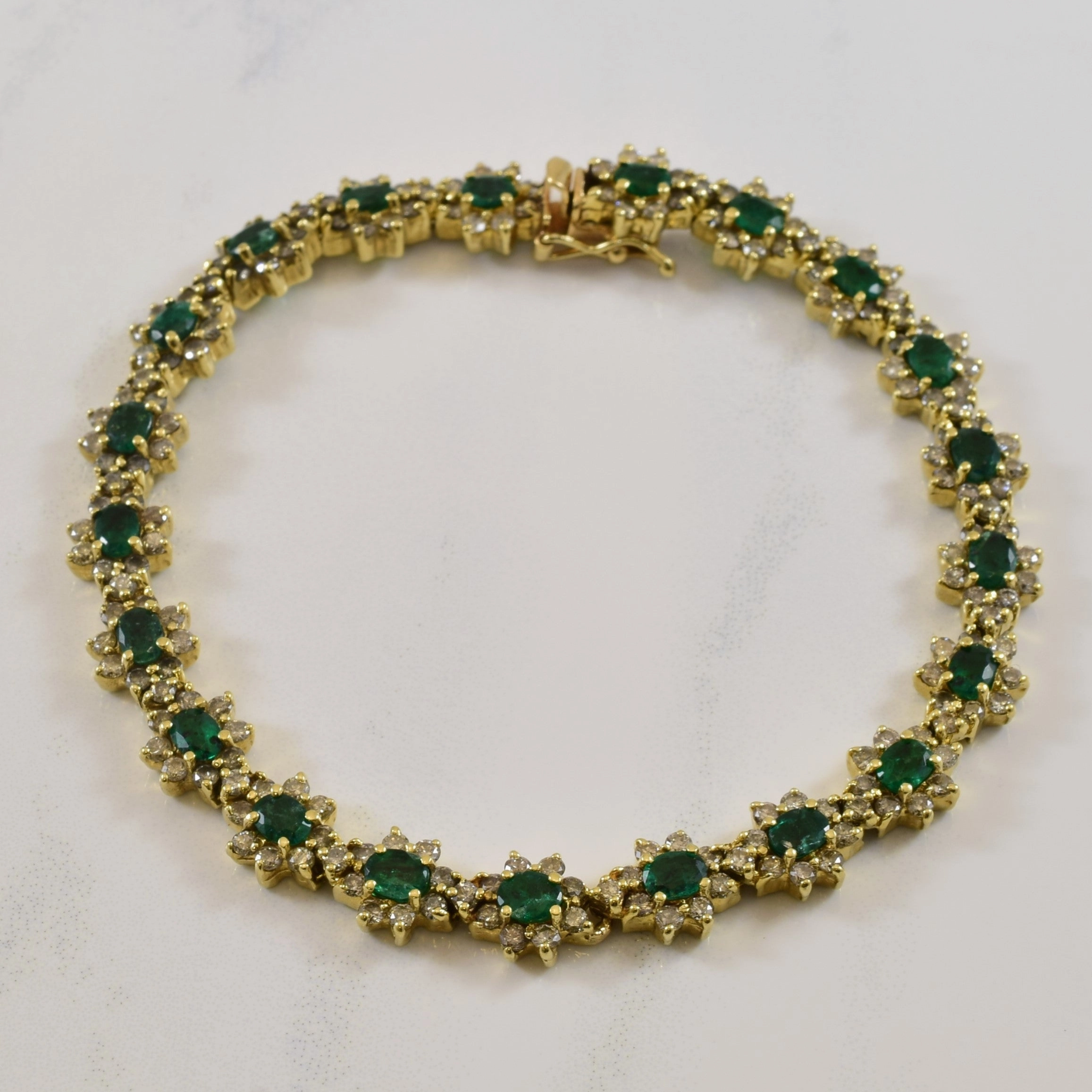 Emerald & Diamond Tennis Bracelet | 2.94ctw, 3.78ctw | 7.5" | All ages Polished Surface