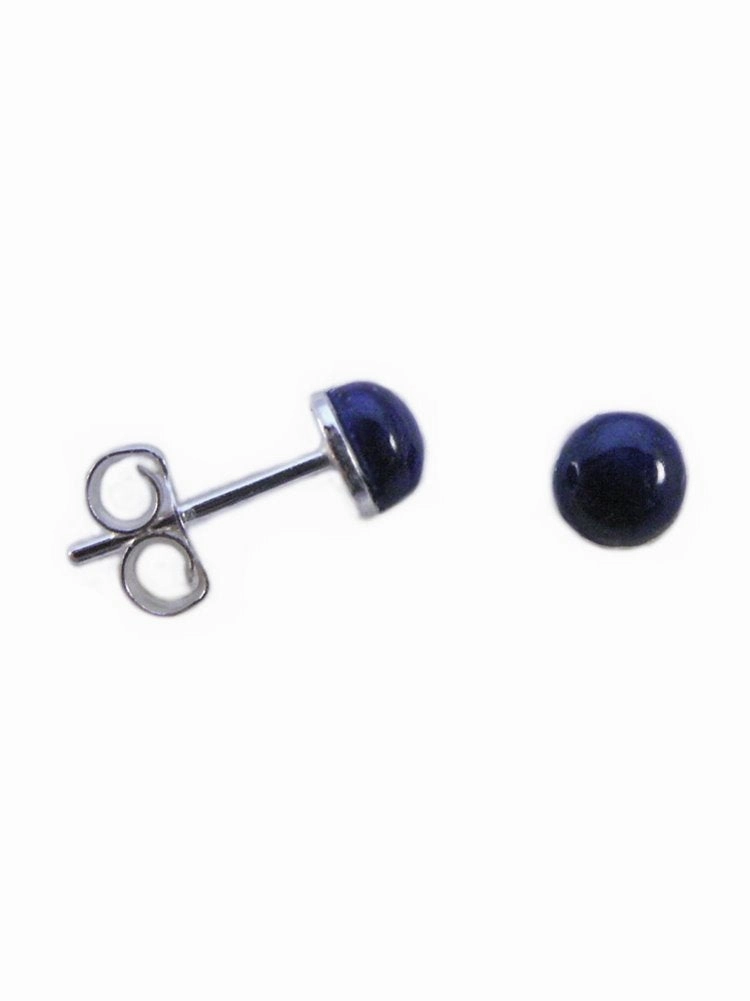 Imitation Lapis Stud Earrings Stainless Steel Hypoallergenic 4mm Impeccable Detail