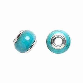 Vibrant Charm Effortless Piece Imitation Turquoise Bead Slide-on Charm Sterling Silver