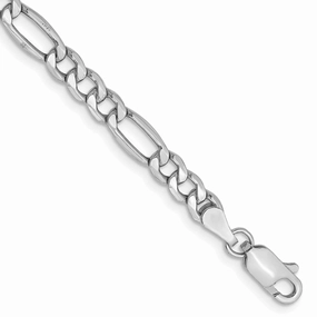 14K White Gold 8 inch 4.4mm Semi-Solid Figaro with Lobster Clasp Bracelet Whole Assortment Distinctive Style
