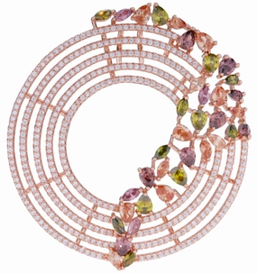 Dressed Up Look Feminine Finish Rose Gold or Rhodium Plated Sterling Silver Colorful Sprinkled CZ Necklace
