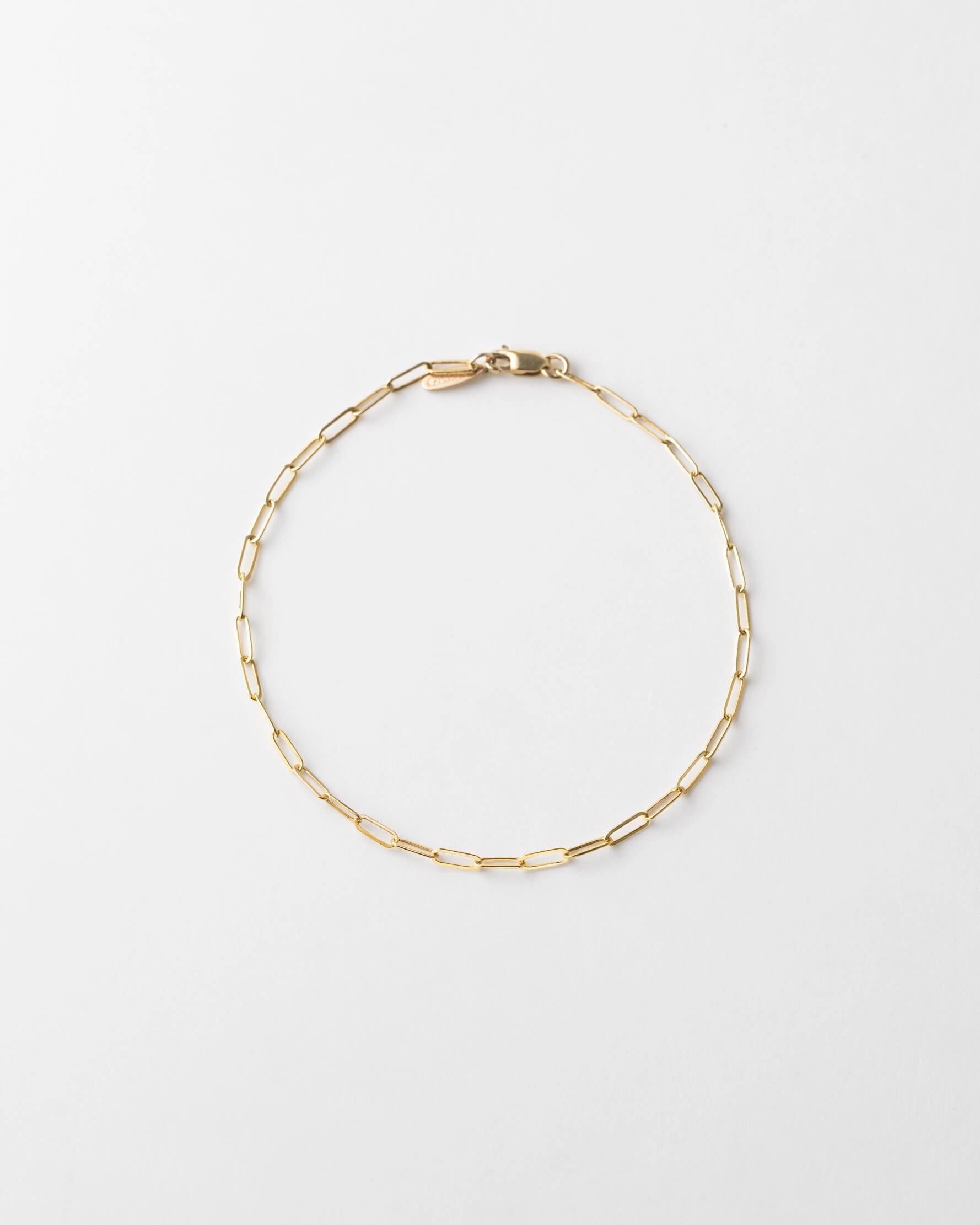 Ongoing Amalgamations Crystal Decor Solid Gold Dainty Paperclip Chain Bracelet