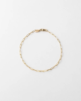Solid Gold Dainty Paperclip Chain Bracelet Customizable Option Made With Love