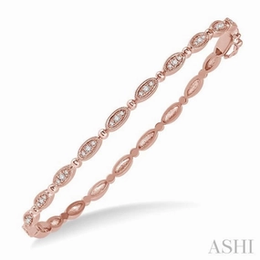 Expertly Sized Fresh Perspective 1/4 Ctw Oval Mount Round Cut Diamond Stackable Bangle in 14K Rose Gold