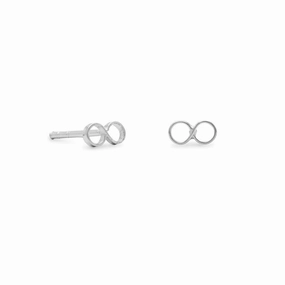 Luxury Tone Infinity Post Stud Earrings Polished Sterling Silver