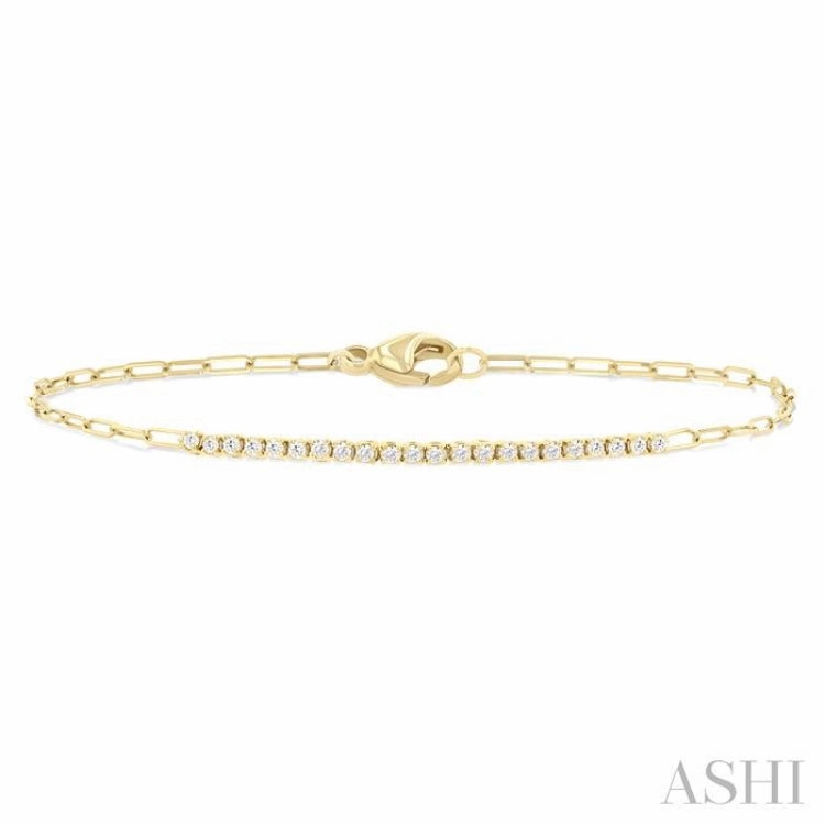 1/4 Ctw Round Cut Diamond Paperclip Chain Bracelet in 14K Yellow Gold Value Purchase