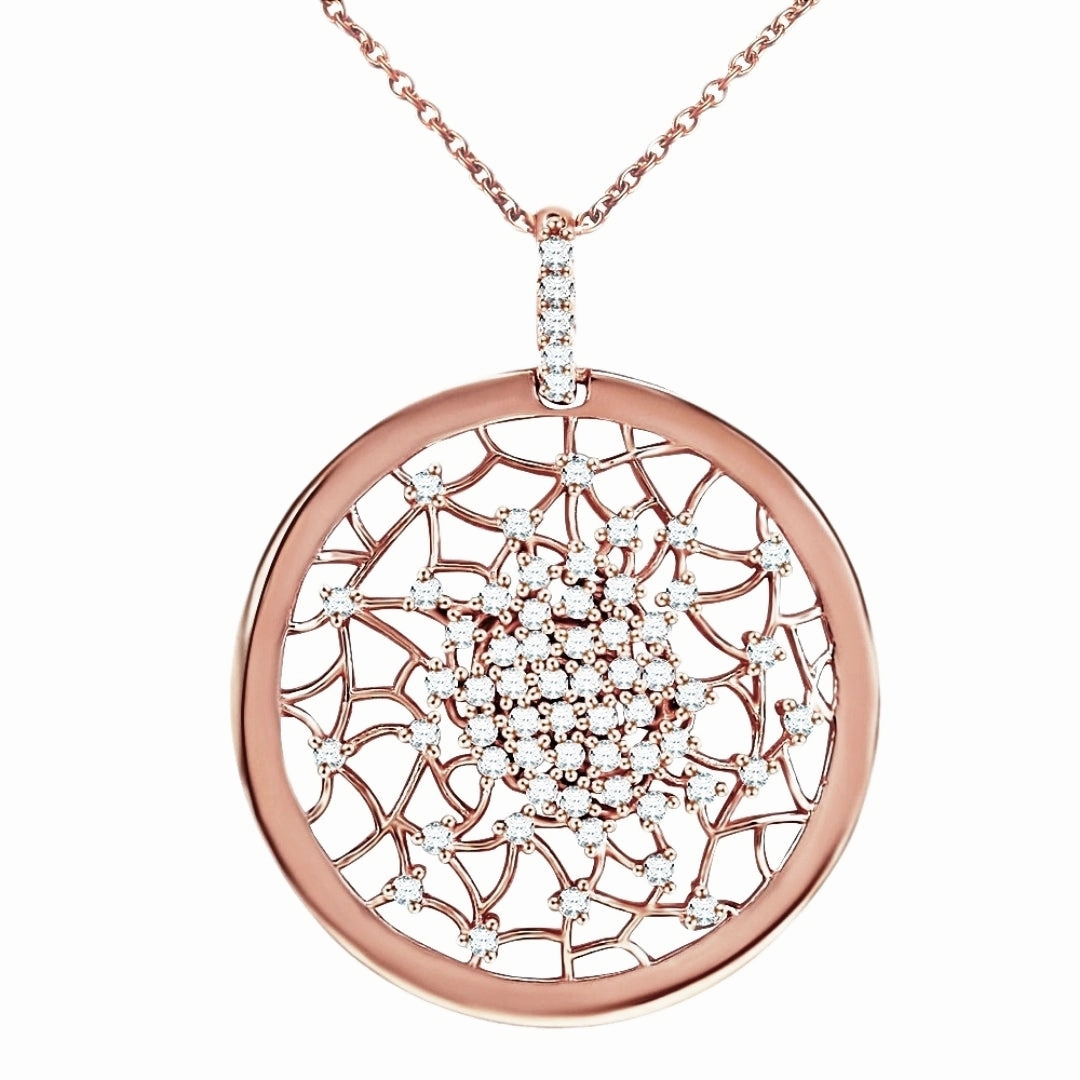 Luxury Set Delicate Glow Rose Gold / Rhodium / Gold Plated Sterling Silver Sprinkled CZ Pendant Necklace
