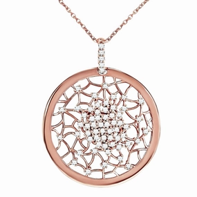 Luxury Set Delicate Glow Rose Gold / Rhodium / Gold Plated Sterling Silver Sprinkled CZ Pendant Necklace