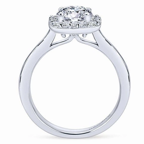 Cushion Polished Shank Halo Diamond Ring .27Cttw 14K Gold  75A Medal Quality